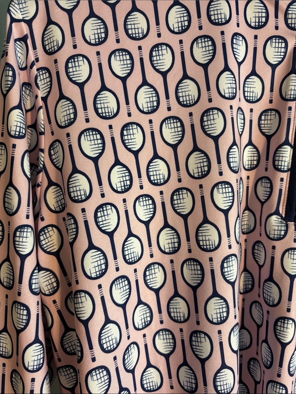 Women’s UPF Pink Tennis-Print UPF Top - Picture 2 of 2